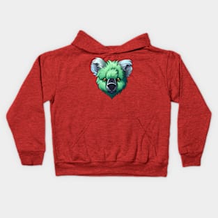 Emerald green Koala face Kids Hoodie